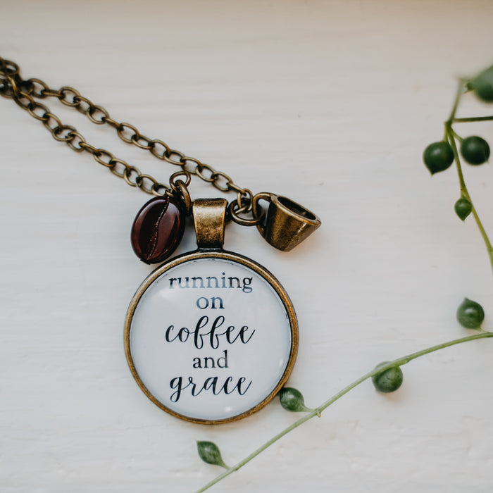 Running on Coffee and Grace - Pendant Necklace